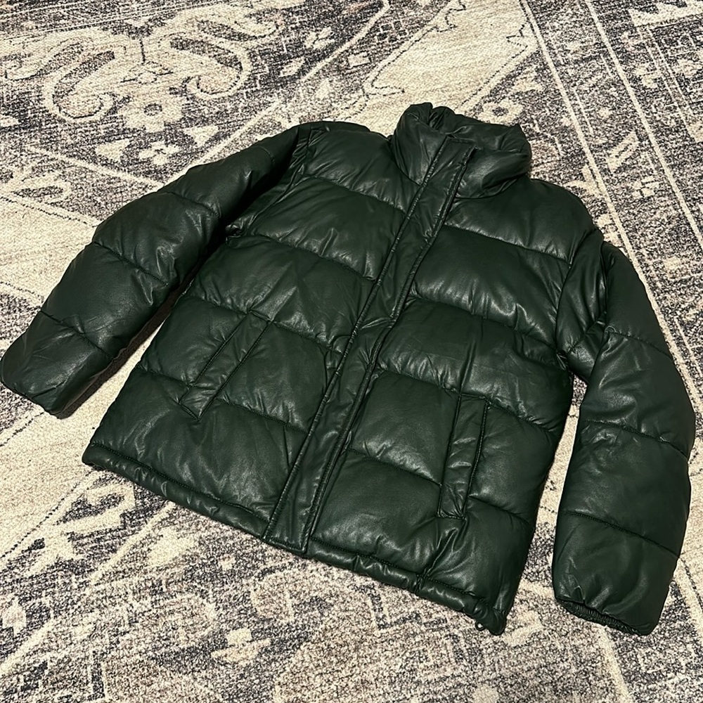 faux leather cropped jacket